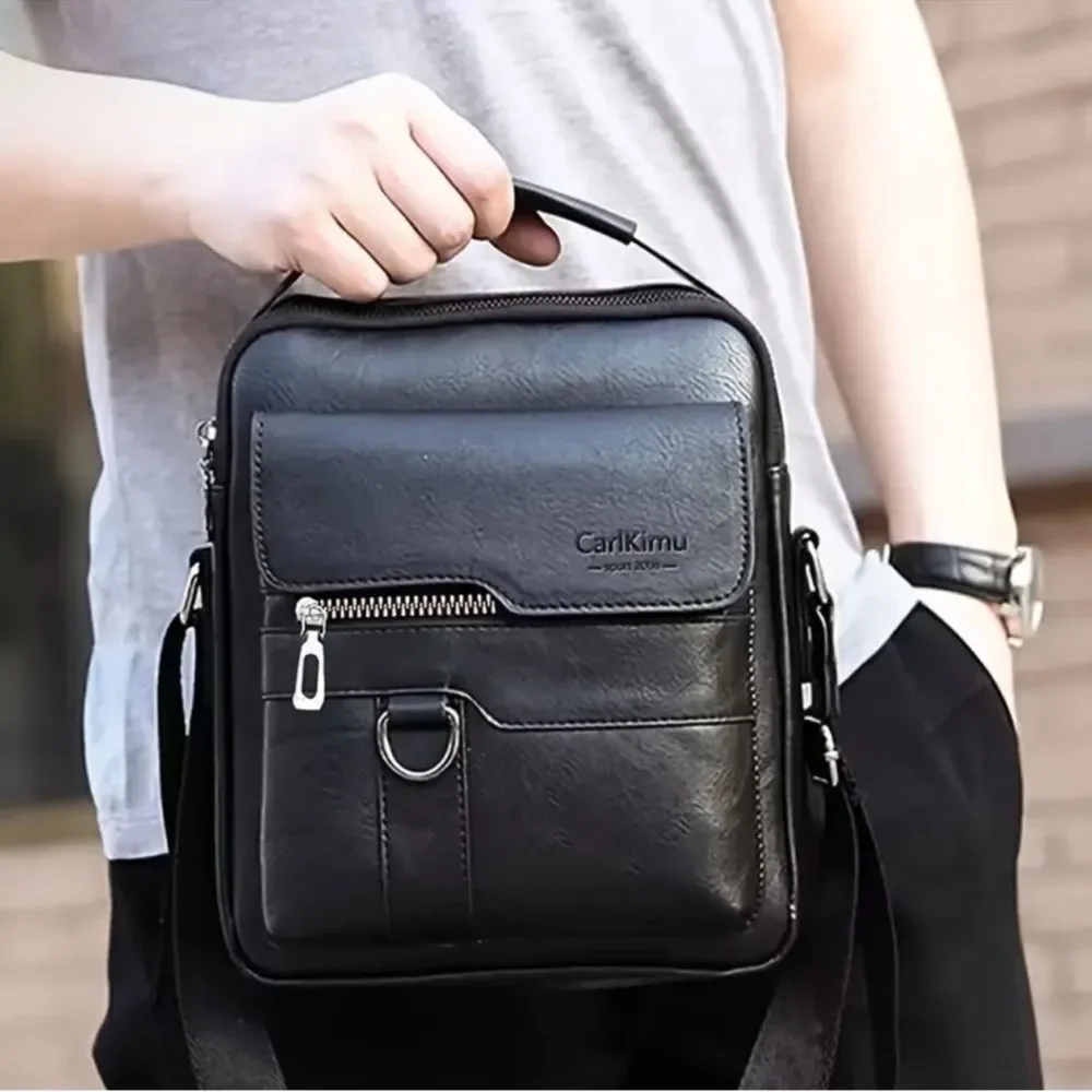 CarlKimu Men’s black leather bag - Picture 1 of 6